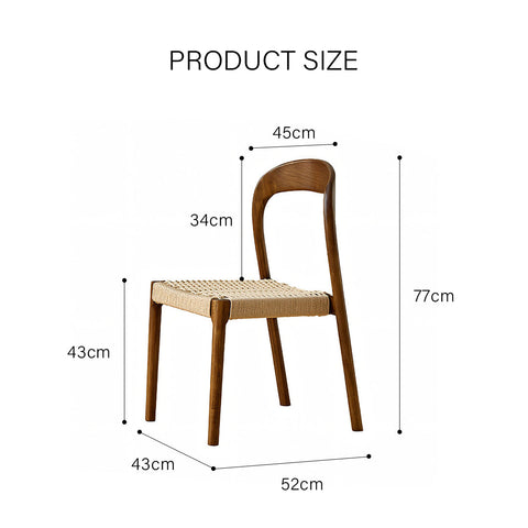 Henry dining chair with woven rattan seat and backrest in warm brown wood finish perfect for minimal dining spaces