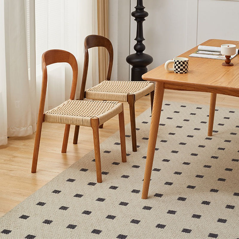Two henry dining chairs with woven natural fiber rattan seats perfect for stylish minimum purchase qty dining sets