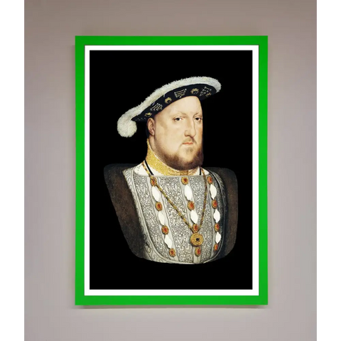 Henry Eighth Framed Wall Art - B0 (100 x 141 cm) / Neon Dark Green - Framed Print