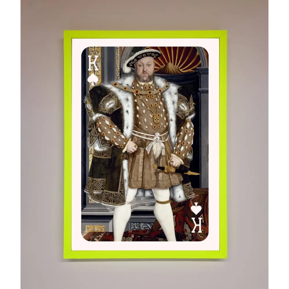 Henry The Eighth King Framed Wall Art - A3 (29.7 x 42 cm) / Neon Green - Framed Print