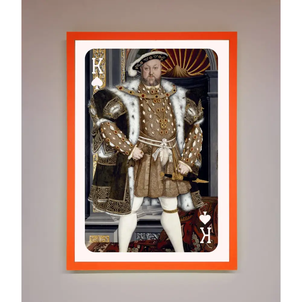 Henry The Eighth King Framed Wall Art - A3 (29.7 x 42 cm) / Neon Orange - Framed Print