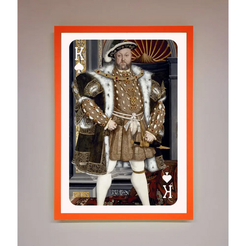 Henry The Eighth King Framed Wall Art - A3 (29.7 x 42 cm) / Neon Orange - Framed Print