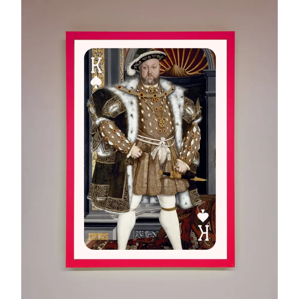 Henry The Eighth King Framed Wall Art - A3 (29.7 x 42 cm) / Neon Pink - Framed Print