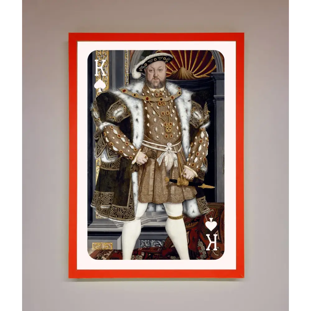 Henry The Eighth King Framed Wall Art - A3 (29.7 x 42 cm) / Neon Red - Framed Print