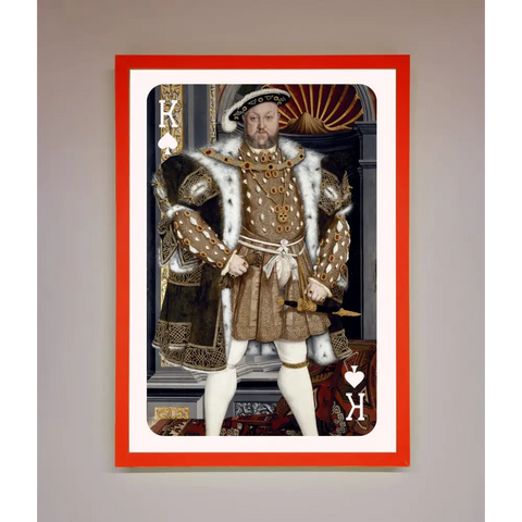 Henry The Eighth King Framed Wall Art - A3 (29.7 x 42 cm) / Neon Red - Framed Print