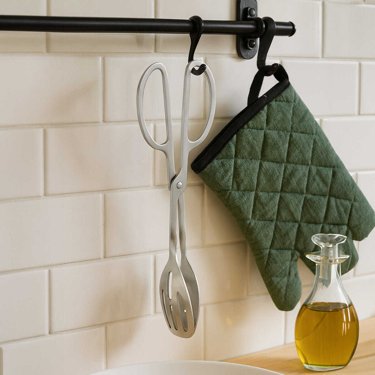 Hera brushed stainless steel tongs in silver with sleek ergonomic handles perfect for kitchen use