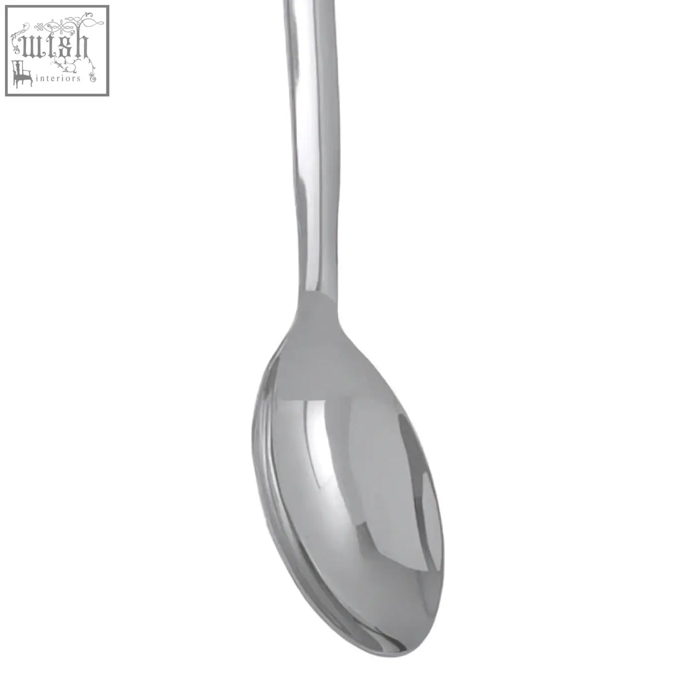 A hera stainless steel shiny finish spoon with a sleek polished look and an elongated handle for easy use
