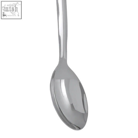 A hera stainless steel shiny finish spoon with a sleek polished look and an elongated handle for easy use