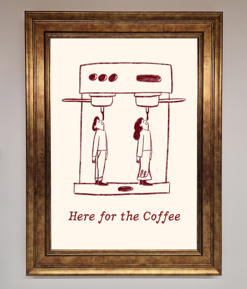 Here For The Coffee Framed Print