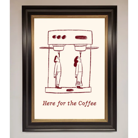 Here For The Coffee Framed Print - B0 (100 x 141 cm) / Black Gold - Framed Print