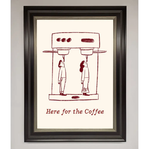 Here For The Coffee Framed Print - B0 (100 x 141 cm) / Black Silver - Framed Print