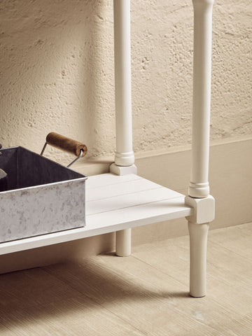 Heritage white rectangular console table with two drawers white painted wooden slim legs and a single shelf