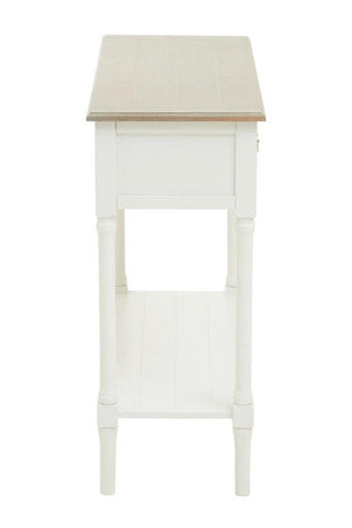 Heritage white rectangular console table with drawers white rectangular design and slender tapered legs with beige top