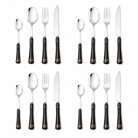 Heritage Gold 16-Piece Cutlery Set – Black