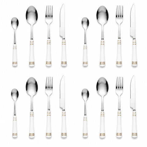 Heritage Gold 16-Piece Cutlery Set – White