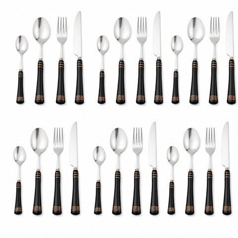 Heritage Gold 24-Piece Cutlery Set – Black