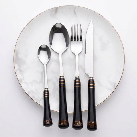Heritage Gold 24-Piece Cutlery Set – Black