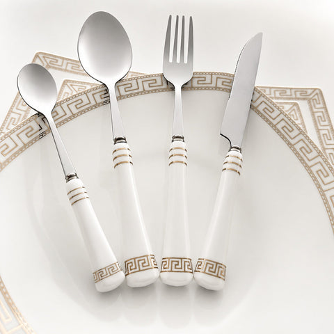 Heritage Gold 16-Piece Cutlery Set – White