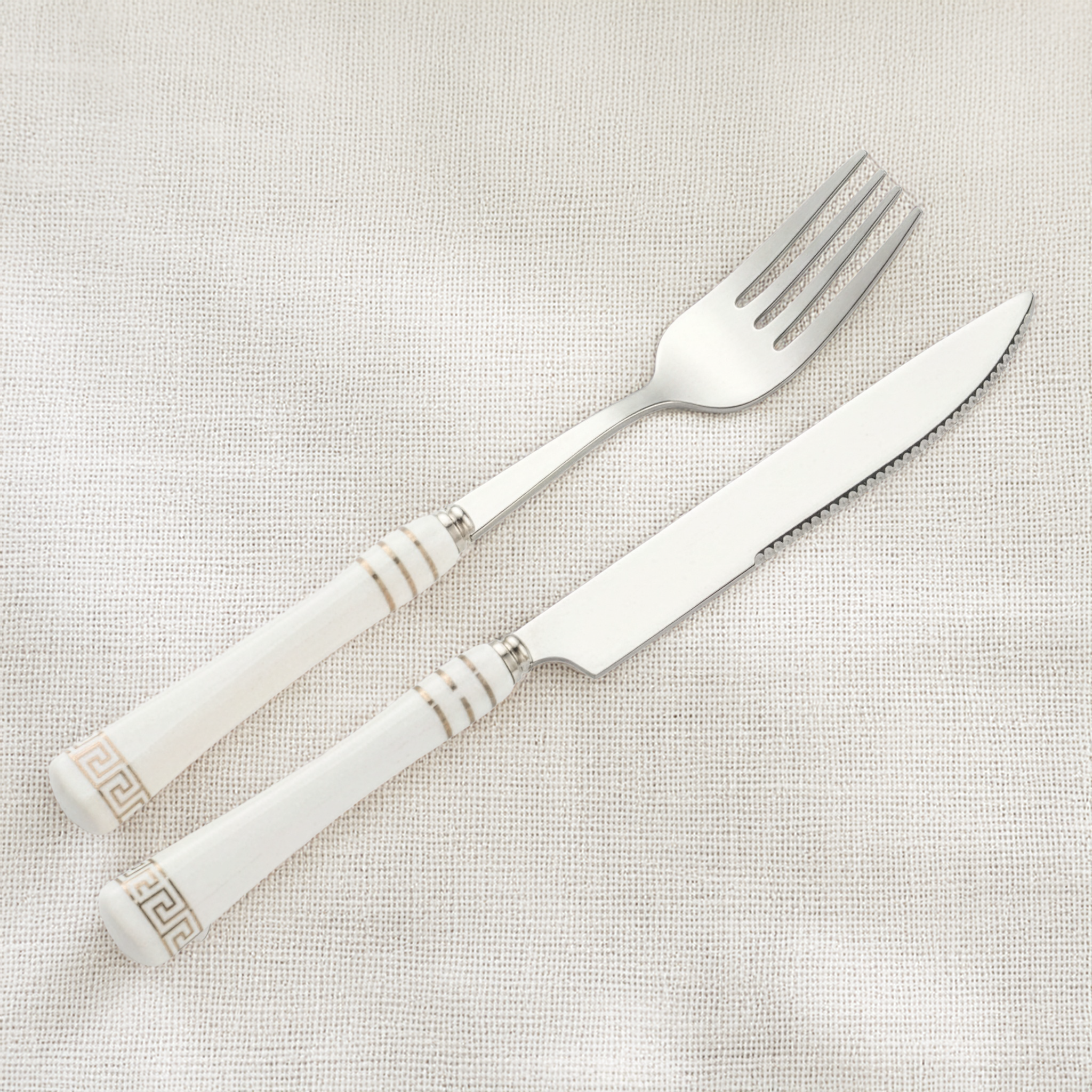 Heritage Gold 24-Piece Cutlery Set – White