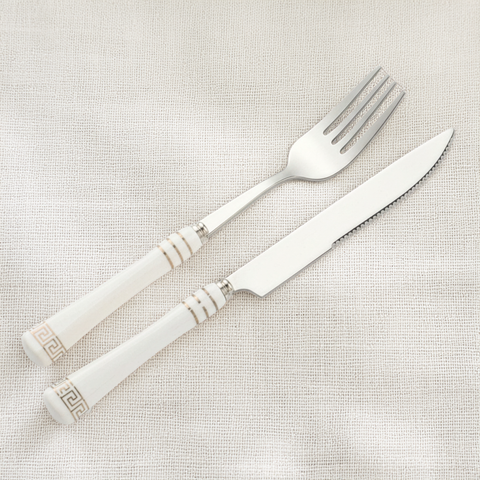 Heritage Gold 24-Piece Cutlery Set – White