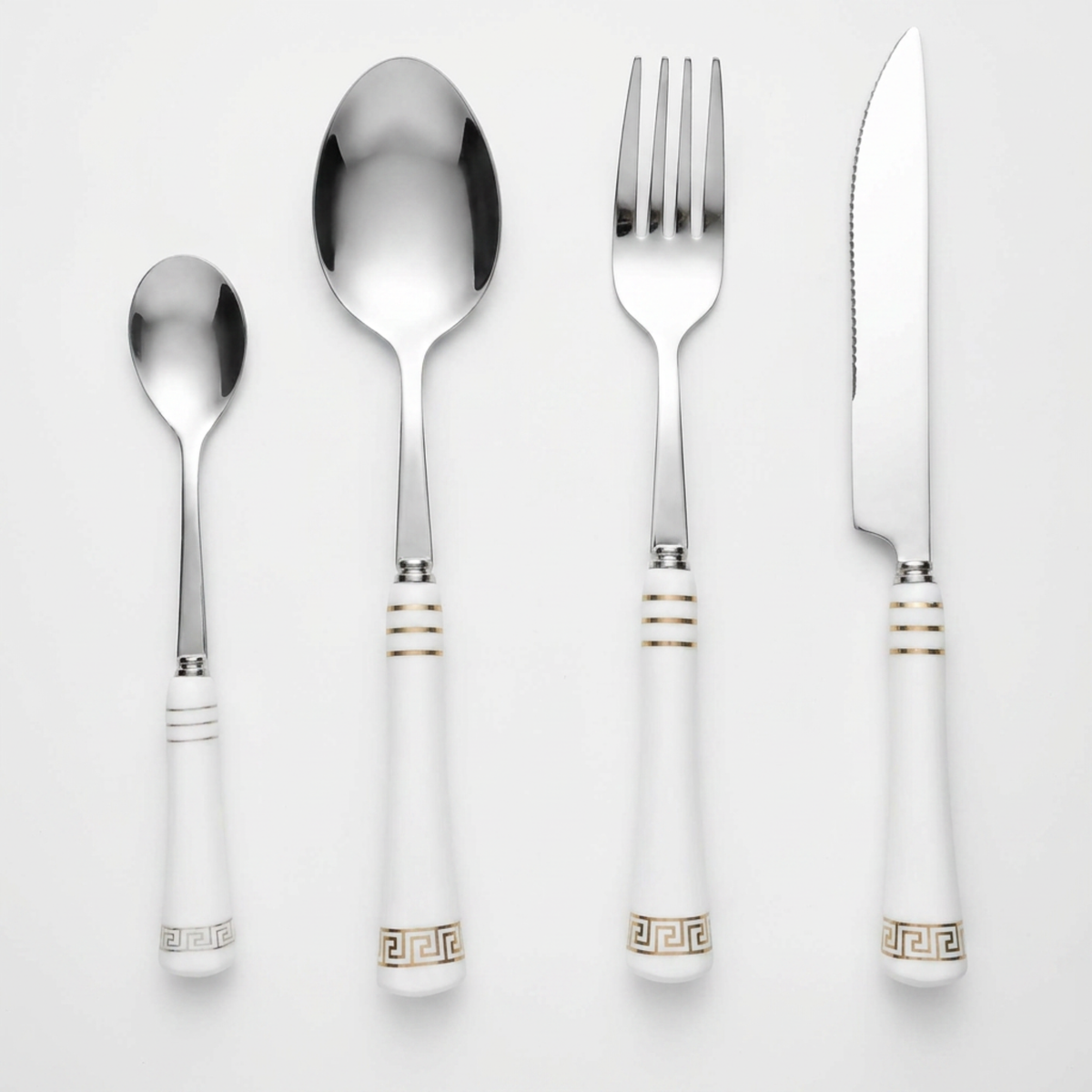 Heritage Gold 24-Piece Cutlery Set – White