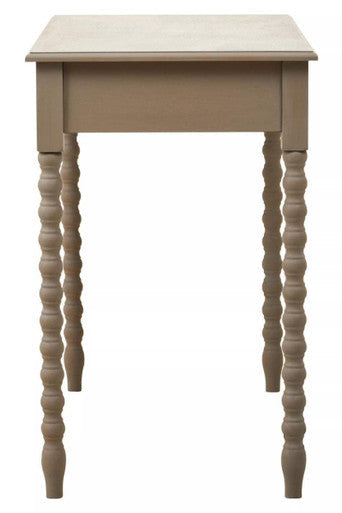 Heritage two drawer desk with beige painted wooden top and turned spindled legs in natural wash finish