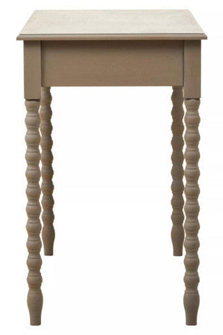 Heritage two drawer desk with beige painted wooden top and turned spindled legs in natural wash finish