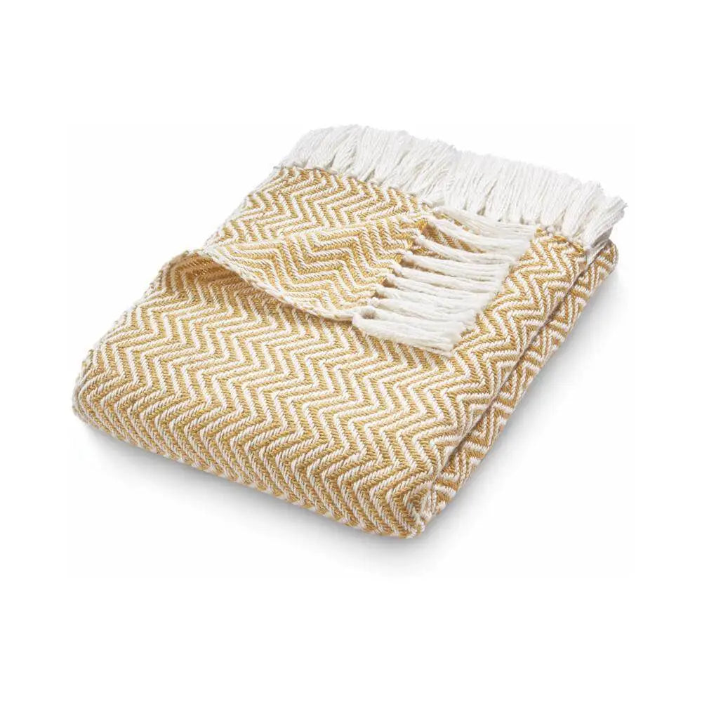 Herringbone Design Woven Throw - Gold - Home Accessories