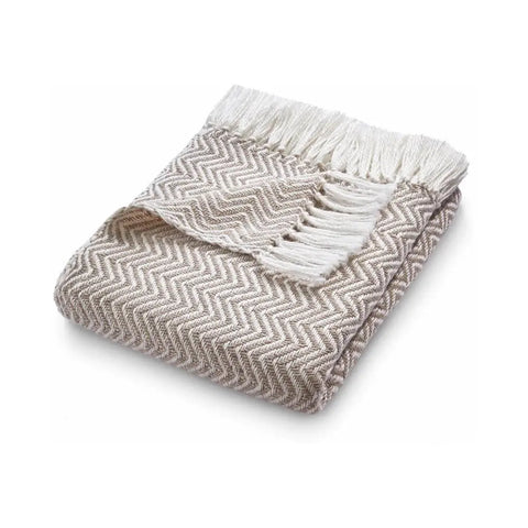 Herringbone Design Woven Throw - Natural - Home Accessories