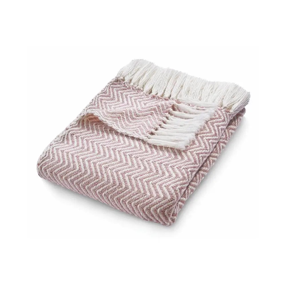 Herringbone Design Woven Throw - Rose - Home Accessories