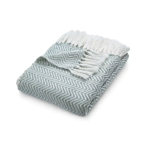 Herringbone Design Woven Throw - Sky Grey - Home Accessories
