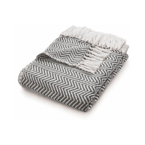 Herringbone Design Woven Throw - Warm Grey - Home Accessories