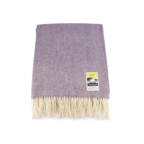 Herringbone Pure New Wool Blanket - Heather - Throws & Blankets
