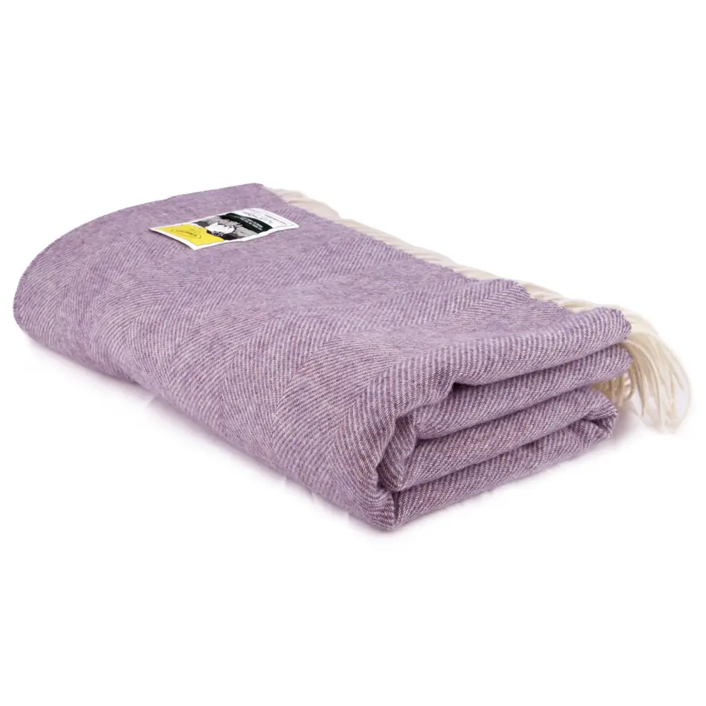 Herringbone Pure New Wool Blanket - Heather - Throws & Blankets