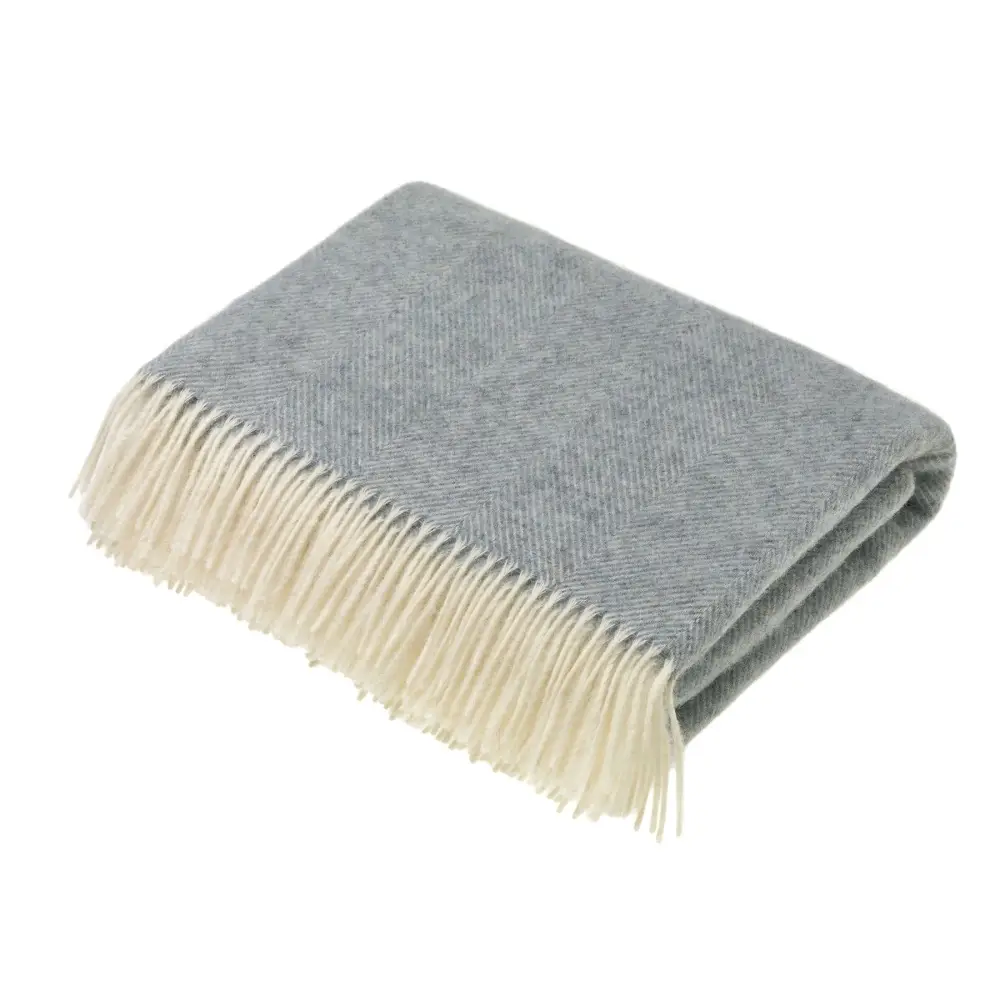 Herringbone Shetland Pure New Wool Throw - Duck Egg - Throws & Blankets