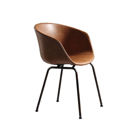 Brown leather armchair dining chair with sleek black metal legs from herron a set of 2 dining chairs