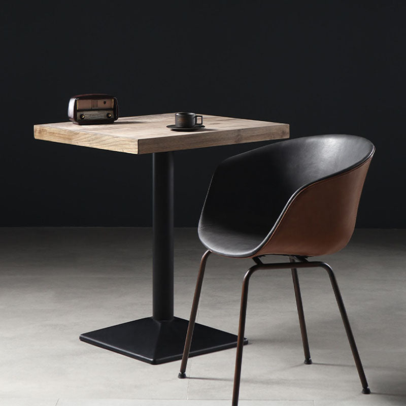Modern herron a set of 2 dining chairs with black and brown two-tone leather upholstery for stylish seating