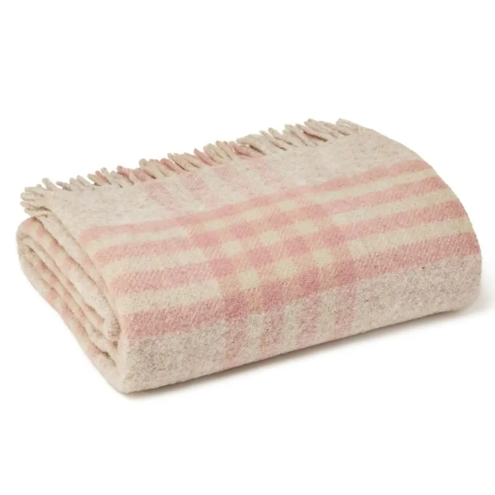 Hex XL Pure New Wool Throw - Dusky Pink - Throws & Blankets