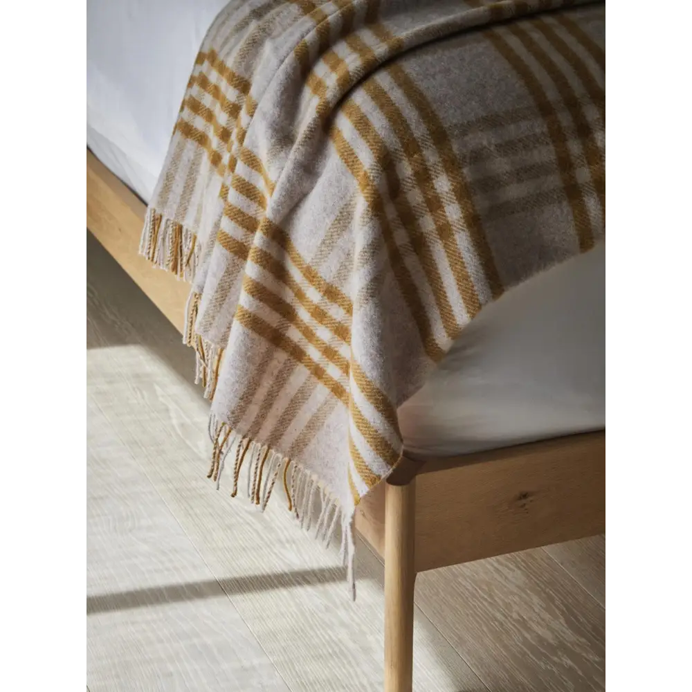 Hex XL Pure New Wool Throw - English Mustard - Throws & Blankets