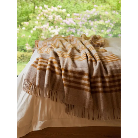Hex XL Pure New Wool Throw - English Mustard - Throws & Blankets