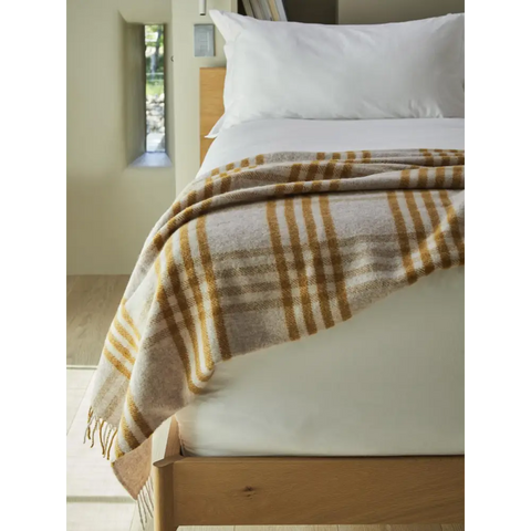 Hex XL Pure New Wool Throw - English Mustard - Throws & Blankets