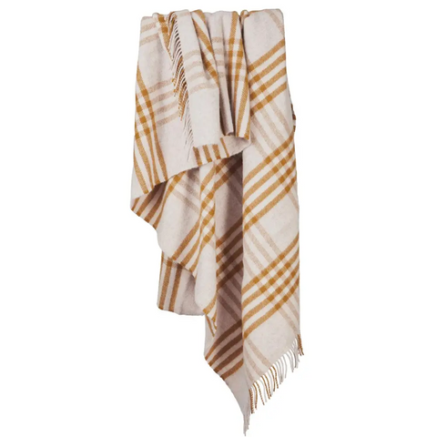 Hex XL Pure New Wool Throw - English Mustard - Throws & Blankets