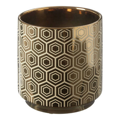 Hexa Small Gold and Cream Ceramic  Planter