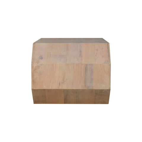 Light-colored wooden hexagonal coffee table with geometric multi-panel design perfect for living room use