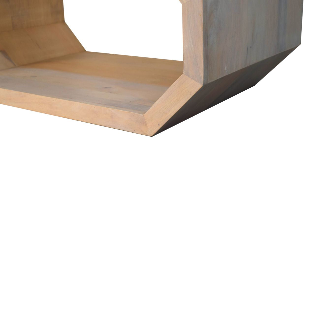Modern geometric wall shelf with light wood finish and concrete gray accents for stylish storage and display