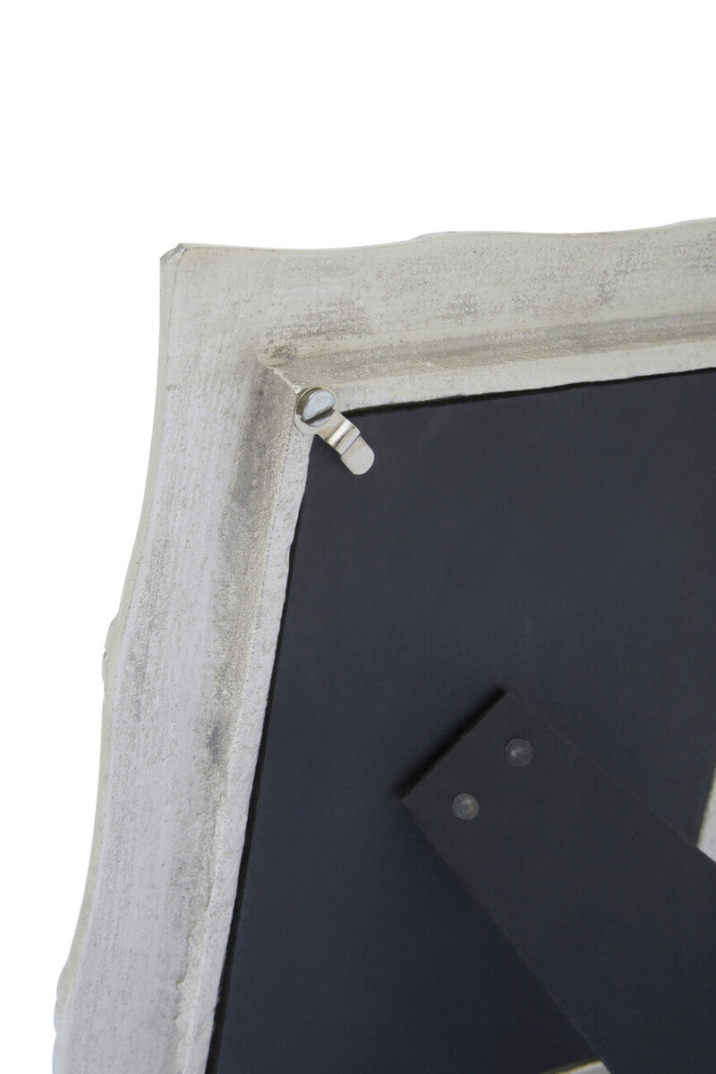 Silver distressed wood picture frame with decorative corner clip in hiba silver finish bamboo effect 5x7 frame