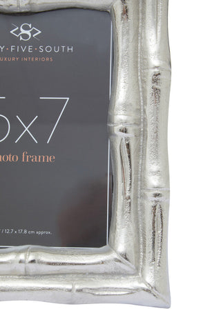 Hiba silver finish bamboo photo frame with textured metallic finish and stylish bamboo effect design in 5x7 inch size