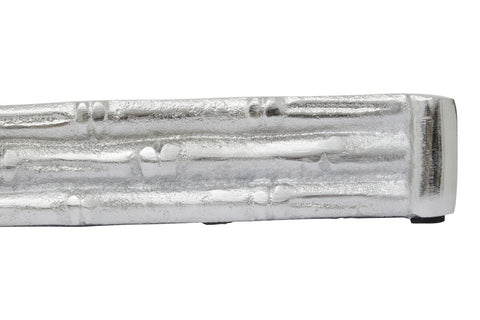 Silver metallic rectangular bar with textured hammered surface and rounded edges for hiba silver finish bamboo tray