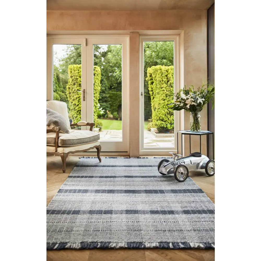 Highland Navy Checkered Rug - Rugs