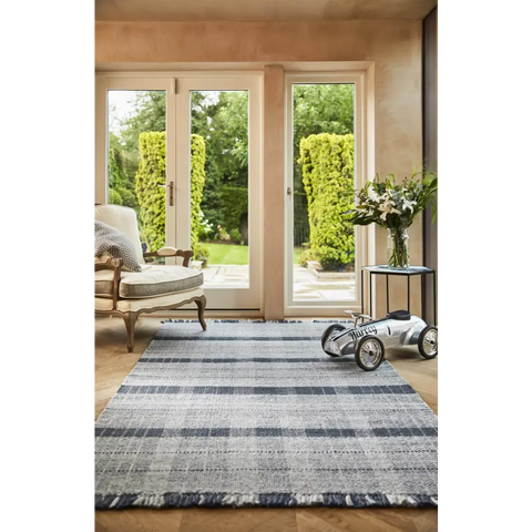Highland Navy Checkered Rug - Rugs